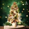 22’’ Handcrafted Premium Christmas Tabletop Tree Champagne Gold Poinsettia Cone