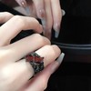 Bailanteバイランデ Unique Dark Cross Thorn Open Ring with Red Zircon