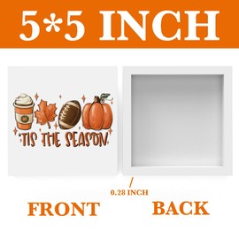 Fall Decor Tis The Season Pumpkin Wooden Box Sign Rustic Football Farmhouse Desk Decor Thanksgiving Coffee Lovers Gift Ideas Autumn Harvest Decorative Wood Sign Home Office Shelf Table Decoration