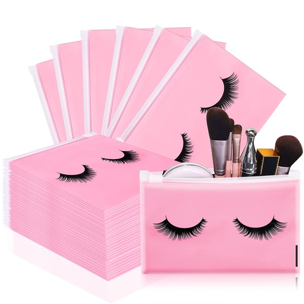 Noverlife 100PCS Eyelash Bags, Eyelash Aftercare Bags, Cosmetic Bags Packaging with Small Zipper, Empty Lash Makeup Storage Bags Pouches Women Girls Travel Pouch Cases, 6" x 4" / 15 x 11cm