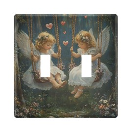 Hezely Cute Angel Toggle Light Switch Wall Plate Cover, Electrical Outlet Covers, Decorative Wall Plate with Screws (2 Gang Wall Plate)