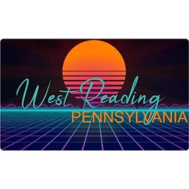 West Reading Pennsylvania 4 X 2.25-Inch Vinyl Decal Stiker Retro Neon Design