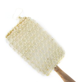 Treasure Gurus Wood Handle Stick Shower Loofah Exfoliating Bath Sponge Back Scrubber Body Washer