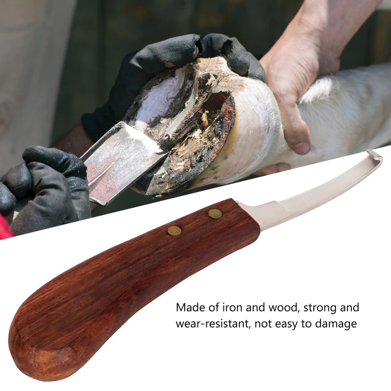 Steel Hoof Knife with Wooden Handle Pointed Cattle Livestock Hand