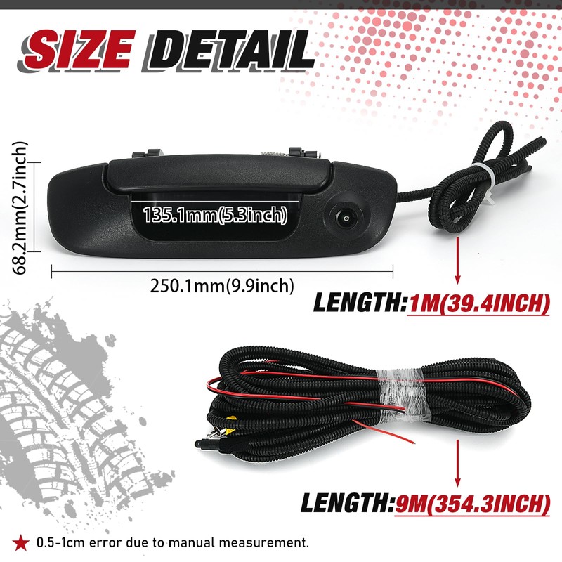 Rear Tailgate Trunk Handle w/Backup Camera Comes with RCA Plug