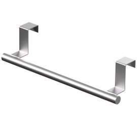 Qflushor Over Cabinet Towel Bar 9" Kitchen Towel Rack Over Cabinet Door Silver, Cabinet Door Towel Holder Stainless Steel, Dish Towel Holder for Cabinet Door, 1 Pack