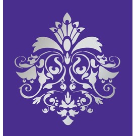 Size 8" x 8.5" Designer Damask Stencil for Walls, Cakes, Curtains, Murals, Faux, Design #1026