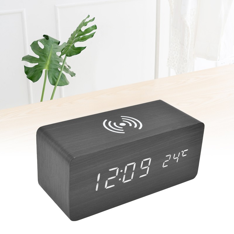 Digital Alarm Clock Wireless Charging Automatic Temperature Detection Safe Stable