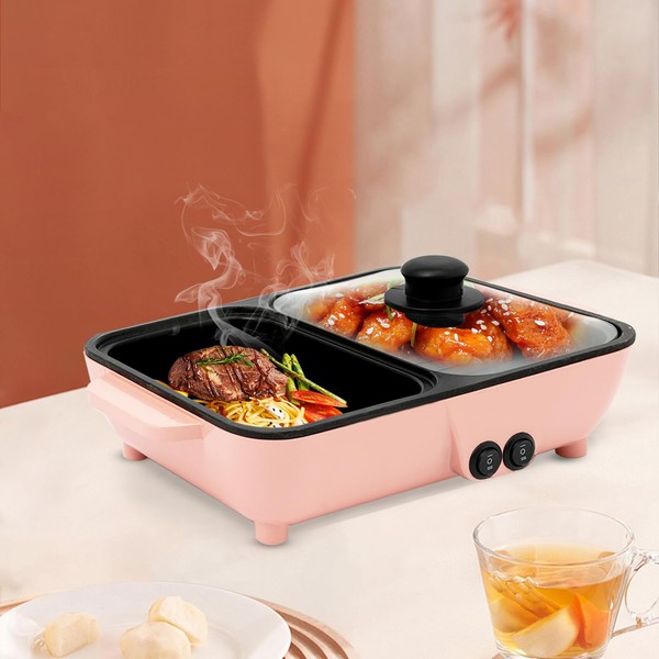 Gicishop Hot Pot Electric with Grill,Indoor Korean BBQ Grill,2-in-1 Design