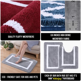 Bathroom Rug Mat, Microfiber Bath Shower Mat, Machine Wash Dry, Non Slip Absorbent Shaggy Bath Rug for Bathroom, Living Room and Laundry Room (17" x 24", Navy)