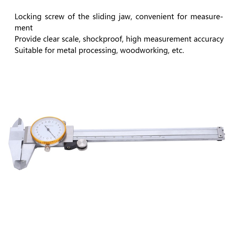 0150mm Dial Caliper Steel ShockProof Adjustable Vernier Caliper with Depth