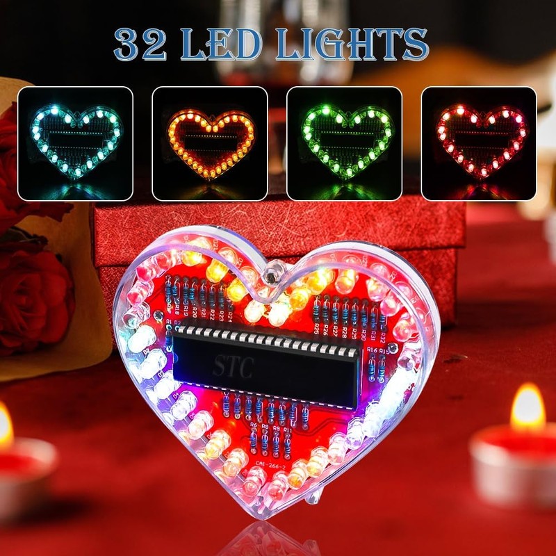 LED Soldering Practice Set, DIY Heart-Shaped LED Soldering Kit, DIY