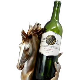Ebros Mystical Glade Unicorn Bust Wine Holder Figurine Wine Bottle Caddy Organizer in Silver Bronze Colored Resin Finish