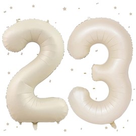 UDRKFOPK Beige Luftballon 23,Zahlen Luftballon Beige,40 Zoll Creme Weiß Folienballon 2&3,Beige Zahlenballon 23 Helium Ballon Luftballon 23 Geburtstag für 23th 32th Geburtstagsdeko Mädchen Junge