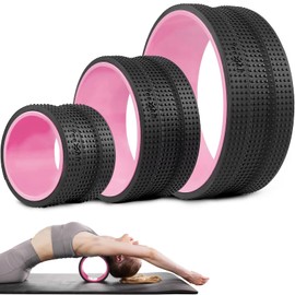 YES4ALL 500 Lbs Spinal Wheel Foam Roller, Yoga Wheel for Back & Stretching, Massage Trigger Points for Back, Hip, Neck (Pink Set)
