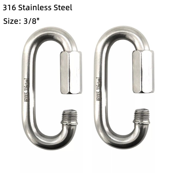 Unbranded 3/8 inch 2 Pack Marine Grade SS316 Heavy Duty