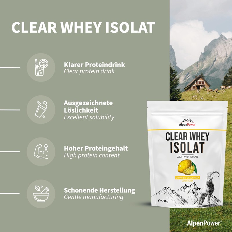 AlpenPower Clear Whey Isolate Lemon 500 g - Clear, Refreshingly