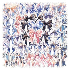 Bows Stickers 50Pcs Cute Waterproof Cartoon Bowknot Stickers for Water Bottle Notebook Scrapbook Laptop Skateboard Luggage Cars Bike Guitar,Vinyl Trendy Kawaii Sticker for Teens Adults Girls