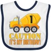 inktastic 1st Birthday Construction Truck Cement Mixer Baby Bib White