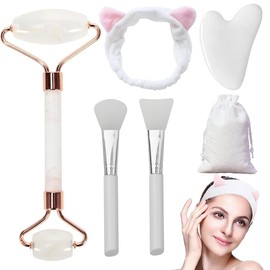 Gua Sha Stone Set, Massage Roller, Face Roller Massage Tool for Eye Swelling, Skin Tightening Face Massager, Face Roller, Gua Sha and Face Roller, Beauty Massager Skincare
