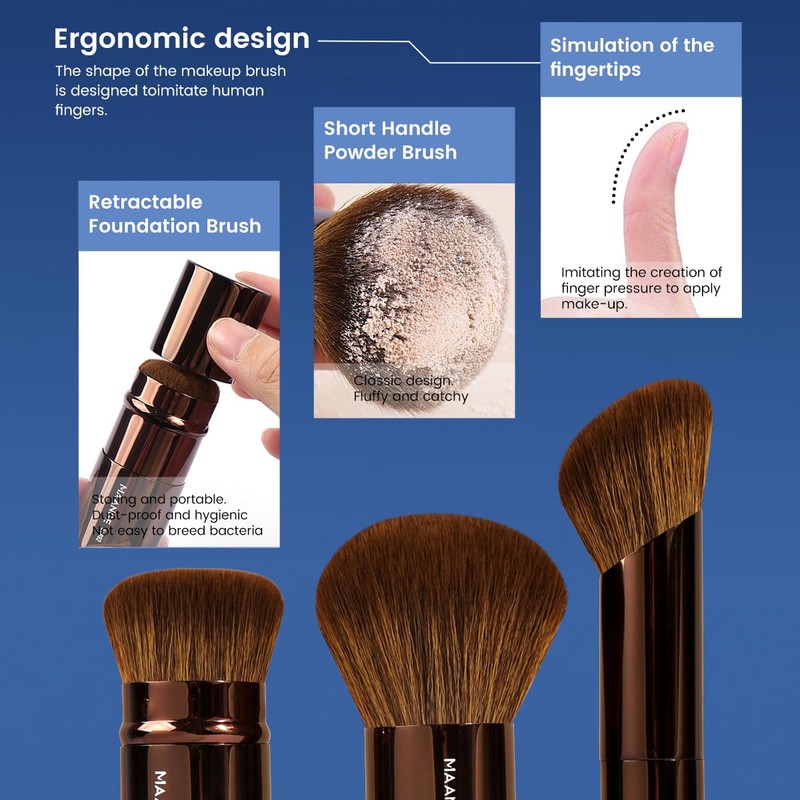 MAANGE 20 PCS Foundation Makeup Brush Set, Double-ended Kabuki Brush