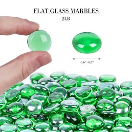 DomeStar 2LB Green Flat Glass Marbles, Decorative Marbles for Vases Aquarium Pebbles Fish Tank Rocks Vase Fillers DIY Crafts Table Scatter Decor