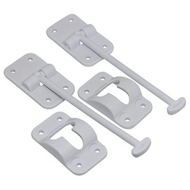 H. Bowes 2 Pack: RV T-Style Door Holder Catch 6" for Latch Holder Camper Trailer Cargo Hatch White