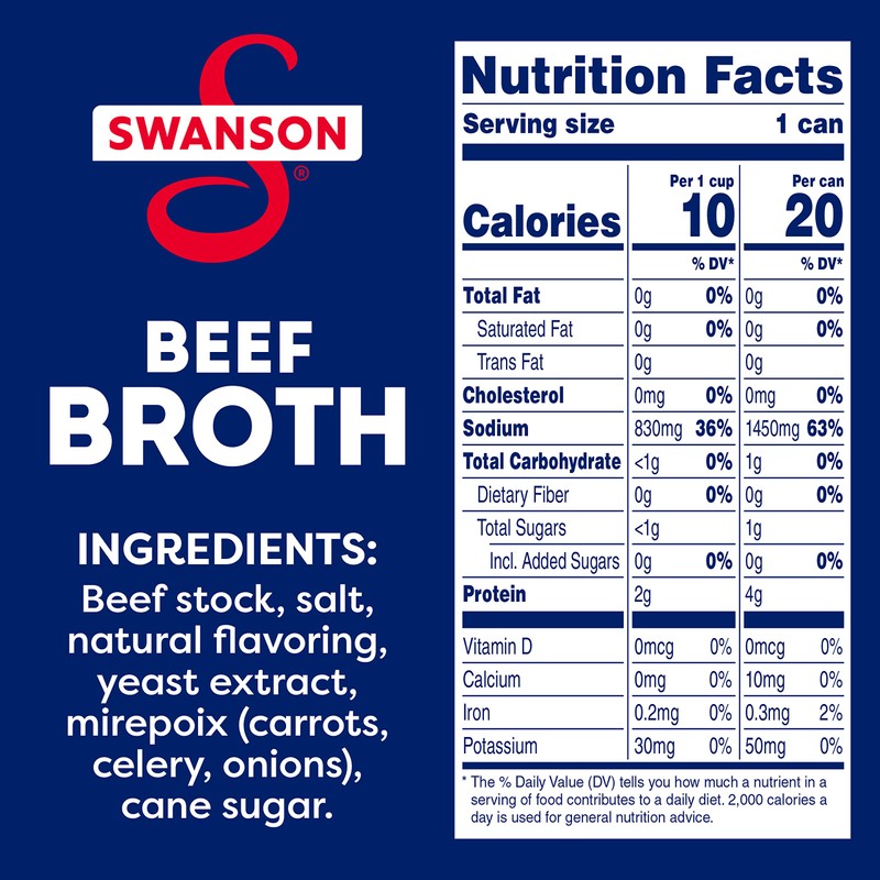 Swanson 100% Natural, Gluten-Free Beef Broth, 14.5 Oz Can (Pack