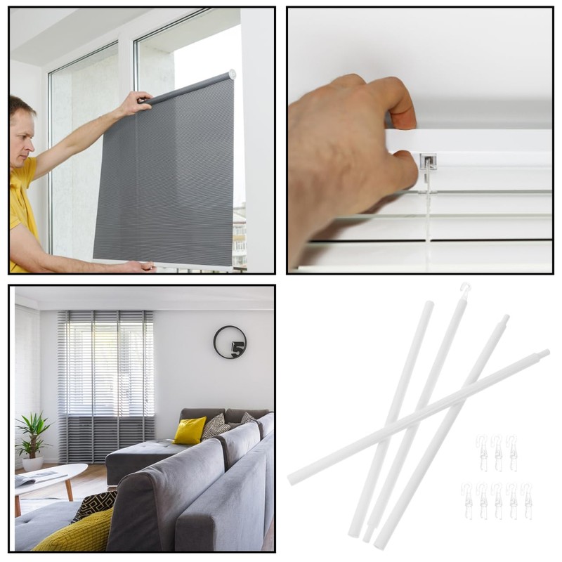 46 Inch Blinds Wand Replacement with Hook, White Plastic Blind
