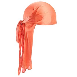 Orange Durag Silky Feel Doo Head Wrap Bandana Soft Cap Unisex Mens Womens Wrap One Size Plain Durags