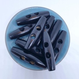 MajorCrafts® 12pcs 50mm Chrome Black 2 Holes Large Sewing Oval Toggle Wood Buttons Craft Embellishments