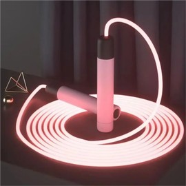 LED Night Glow Jump Ropes Glowing Skipping Rope for Adjustable Adults Portable Training Sports Fitness Equipment(Pink)