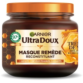 Garnier Ultra Doux - Restoring Mask - Enriched with Royal Jelly, Honey & Propolis - For Brittle & Brittle Hair - Paraben Free - Honey Treasures - 340ml