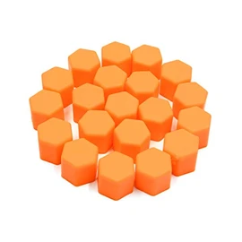 uxcell 20pcs 17mm Rubber Car Wheel Tire Tyre Nut Screw Cover Caps Hub Protector Orange