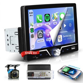 Single Din Car Stereo with Wired Carplay Android Auto, Sellrich 7 inch Touch Screen Bluetooth Single Din Car Radio with Mirror Link FM Radio USB/AUX/Type-C Ports+Backup Camera