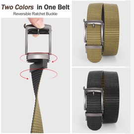 SANSTHS Ratchet Belts for Men Reversible Tactical Nylon Web Belt for Casual Golf Carry Work Duty Belt