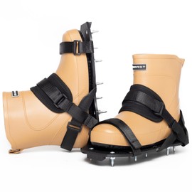 Epoxy Floor Spiked Shoes with 1" Short Spikes – Adjustable Nylon Straps, X-Shape Design & Ankle Pads for Self-Leveling, Epoxy, Concrete Coating, Paint Overlay – Black, 1 Pair, Unisex