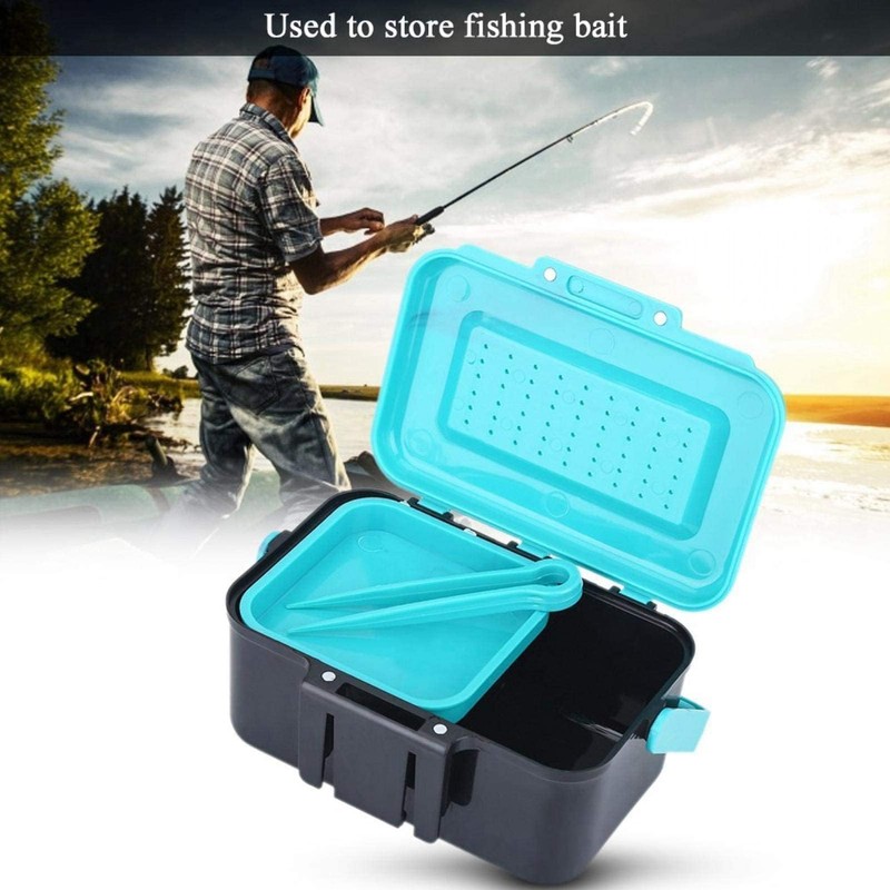 VBESTLIFE Plastic Fishing Bait Holder 2 Compartment Earthworm Lure Storage