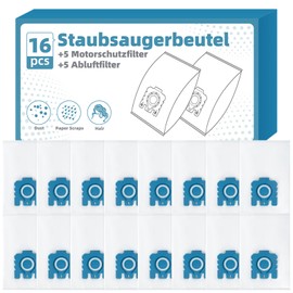 16 Stück Staubsaugerbeutel für Miele Staubsauger Hyclean 3D GN [Classic C1 Complete C2 Complete C3, S2 S4 S5 S6 S8] mit 5 Motor & 5 Abluft Filter Ersetzt 9917730 12281680
