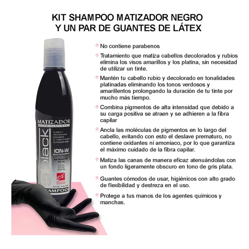 Shampoo Matizador Le Black Negro - Cabello Gris Plata +
