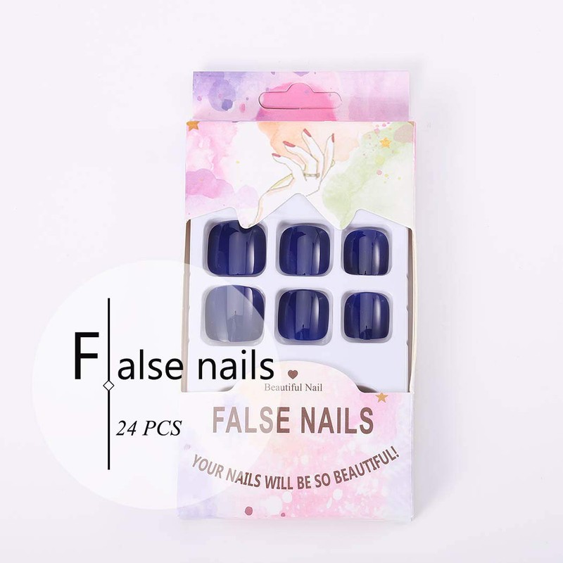 Sakytal Glossy Fake Toenails Blue Solid Color Full Cover False