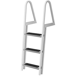 VEVOR Removable Dock Ladder with Rubber Mat, Pontoon Boat Ladder with Mounting Hardware, Swim Ladder Aluminum 3 Step, Each Step 16" x 4", 350Lbs Load, for Lake, Marine Boarding, Pool