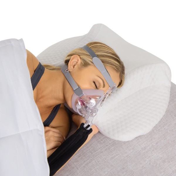 Xtra-Comfort CPAP Memory Foam Pillow - Side Sleep Pillow for Neck & Shoulder Pain - Pinched Nerve Relief - Ergonomic Contoured Support Cushion