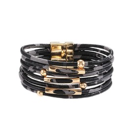 Long tiantian Leather Wrap Bracelets for Women Leopard Beaded Bracelets