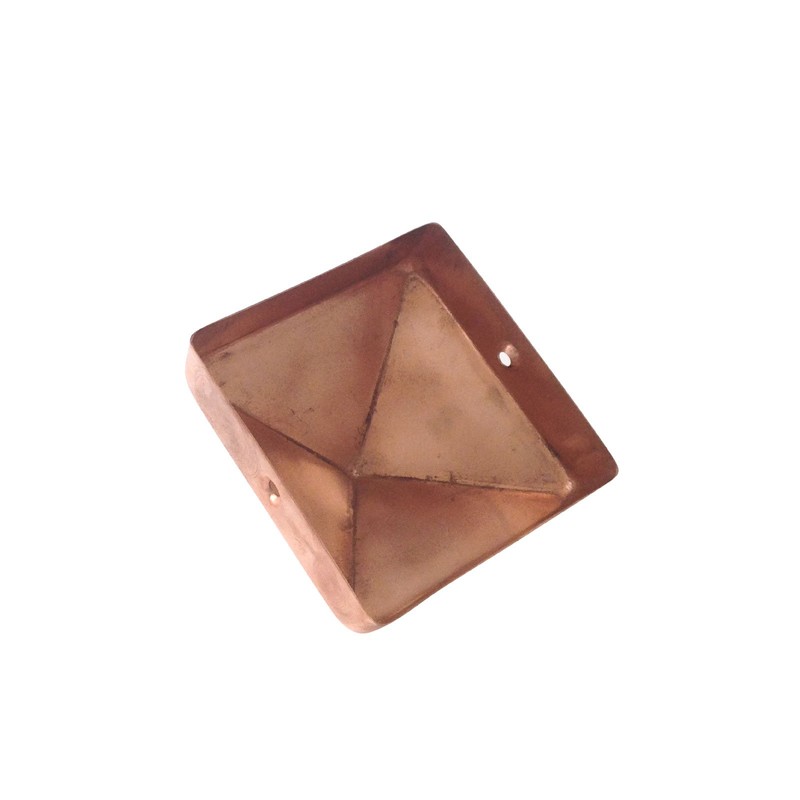 8x8 Hammered Copper Pyramid Post Caps (2-Pack) - Extended Lip