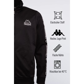 Kappa Men's Jogging Suit in Sizes S-3XL, Tracksuit with Stylish Logo on Arms and Legs, Available in Blue or Black, Suitable as Sports Suit or Lounge Wear, Regular Fit, black