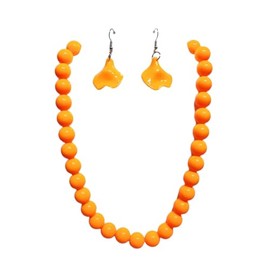 MMIUAEG Bohemian Flower Dangle Earrings Neon Colored Round Beads Necklace for Women Boho Petal Charm Earrings Colorful Statement Beaded Jewelry for Beach Summer Holiday-Orange