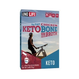 LonoLife Keto Chicken Bone Broth Powder Mix | 10g Protein | Collagen-Rich, Keto & Paleo Friendly | Natural Ingredients | 4 Portable Stick Pack Servings