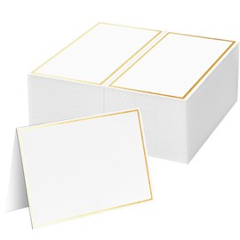 Place Cards Pack of 100 Premium Tent Name Place Cards for Table Setting with Gold Foil Border 2x3.5 inches - for Weddings,Wedding,Table,Dinner Parties,Receptions