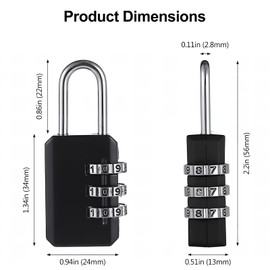 2-Pack Customizable Black Luggage Locks – Set Your Own Combination, Secure Travel Padlocks for Suitcases, Backpacks, and Bags